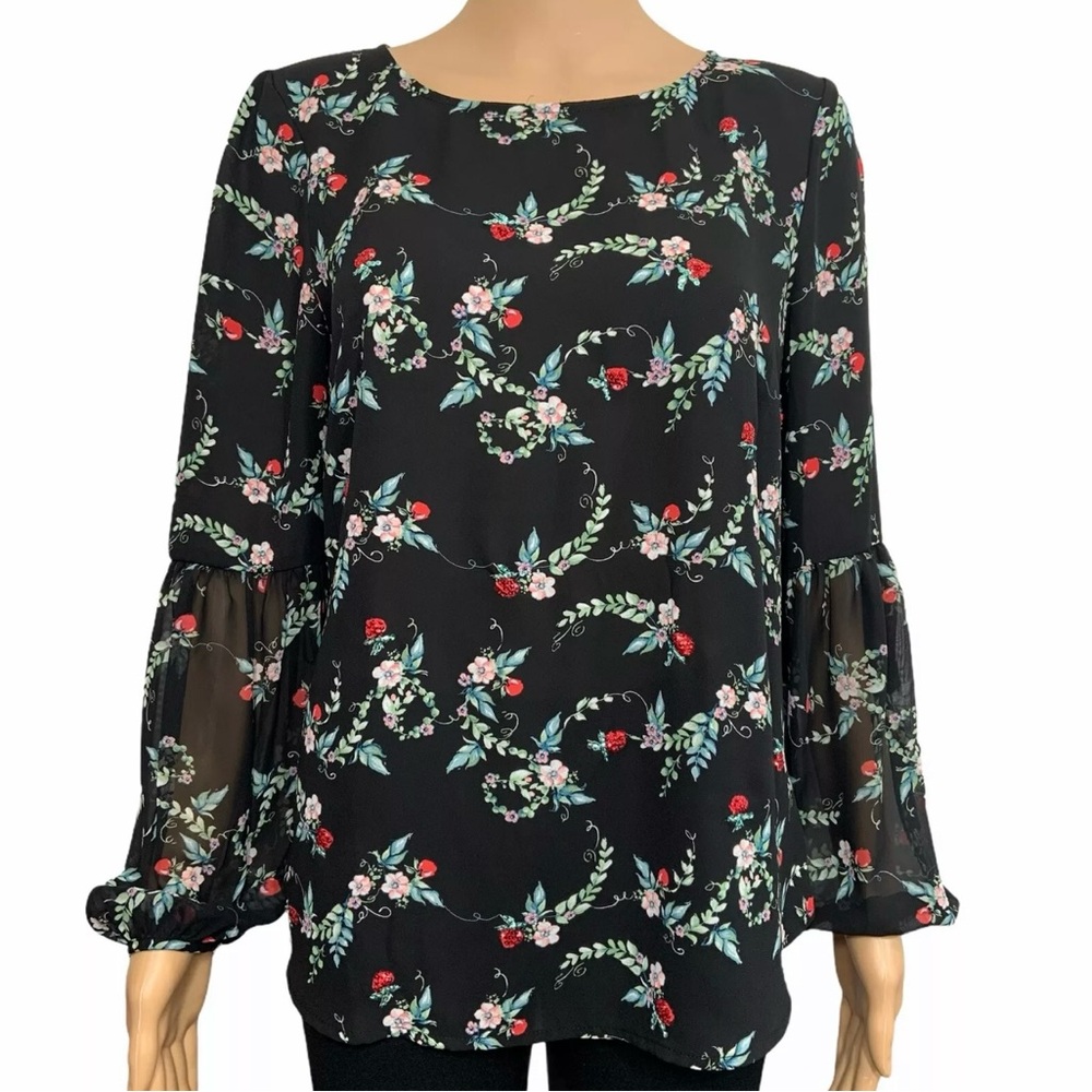 lc lauren conrad  Disney Collection woman’s S Floral Black Women's Top